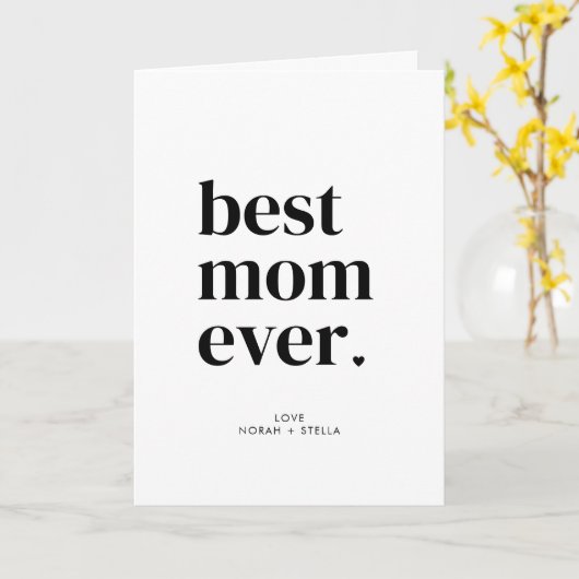 Personalized Modern Best Mom Ever  カード (黄色い花)