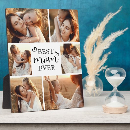 Personalized Modern Best Mom Ever Photo Collage フォトプラーク (側面)