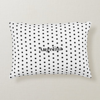Personalized Modern Black and White Polka Dot  アクセントクッション