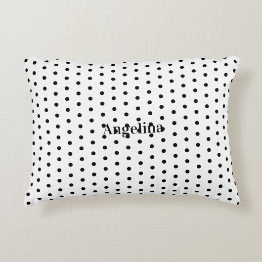 Personalized Modern Black and White Polka Dot  アクセントクッション (正面)