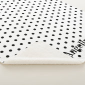 Personalized Modern Black and White Polka Dot  シェルパブランケット (3/4)