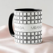 Personalized Modern Black and White Rattan Pattern モーフィングマグカップ
