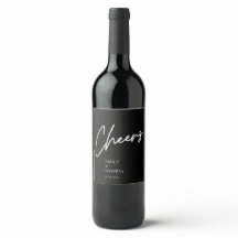 Personalized Modern Black Cheers Wedding