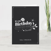 Personalized Modern Black Floral December Birthday カード (正面)