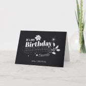 Personalized Modern Black Floral December Birthday シーズンカード (正面)
