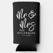 Personalized Modern Black Wedding スリム缶クーラー (裏面)