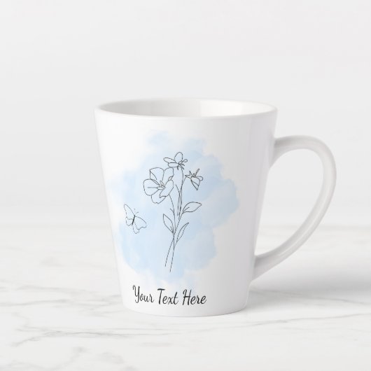 Personalized Modern Blue Watercolor Coffee Mug カフェラテマグ (右)