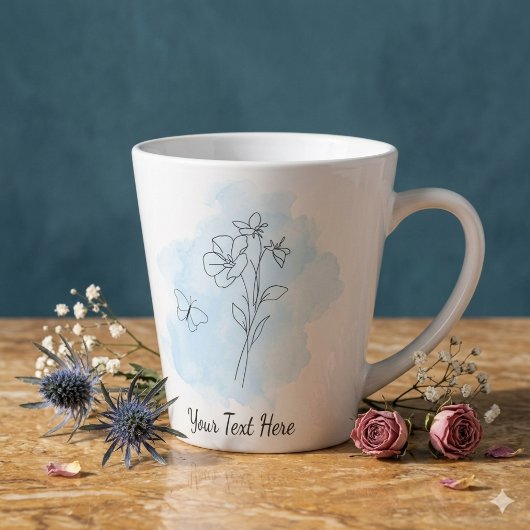 Personalized Modern Blue Watercolor Coffee Mug カフェラテマグ