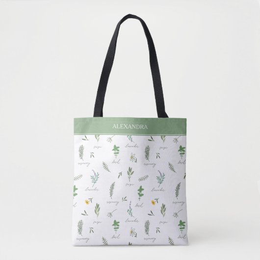 Personalized Modern Botanical Tote Bag トートバッグ (正面)