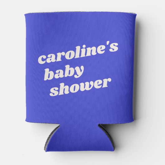 Personalized Modern Bright Blue Retro Baby Shower  缶クーラー (正面)