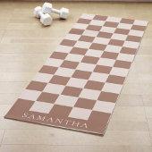 Personalized Modern Brown Simple Checkered Pattern ヨガマット