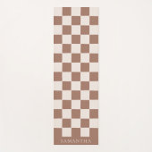 Personalized Modern Brown Simple Checkered Pattern ヨガマット (正面)