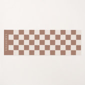 Personalized Modern Brown Simple Checkered Pattern ヨガマット (正面(横))