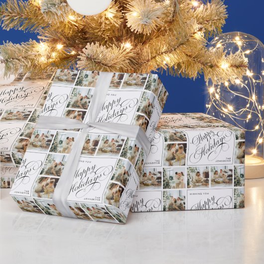 Personalized Modern Calligraphy Christmas Photo ラッピングペーパー (クリスマス)