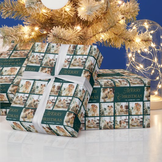 Personalized Modern Calligraphy Christmas Photo ラッピングペーパー (クリスマス)
