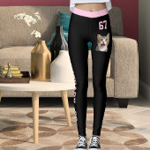 Personalized Modern Cat Mom Pink Black 67TH Womens レギンス