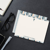 Personalized Modern Christian Striped Cross ノートカード