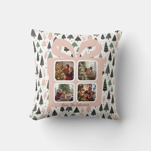 Personalized Modern Christmas Gift Box Photo クッション (正面)