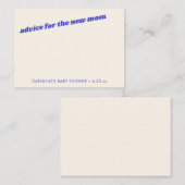 Personalized Modern Cute Blue Baby Shower Mom アドバイスカード (正面/裏面)