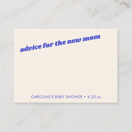 Personalized Modern Cute Blue Baby Shower Mom アドバイスカード