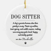 Personalized Modern Dog Sitter Pet Sitter Funny  セラミックオーナメント (裏面)