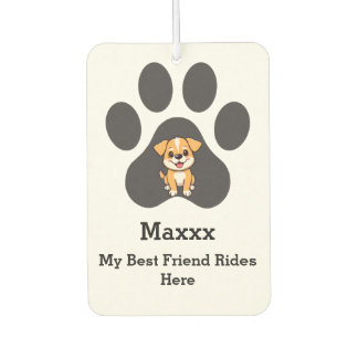 Personalized Modern Elegant Funny Pet Paw Dog Name カーエアーフレッシュナー