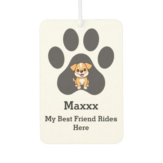 Personalized Modern Elegant Funny Pet Paw Dog Name カーエアーフレッシュナー (正面)