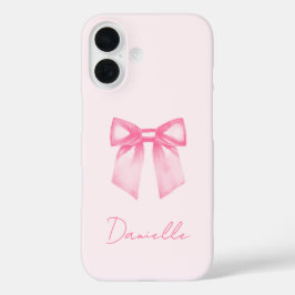 Personalized Modern Elegant Pink Bow iPhone 16ケース