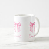 Personalized Modern Elegant Pink Bow Name Mug コーヒーマグカップ (正面右)