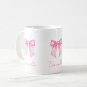 Personalized Modern Elegant Pink Bow Name Mug コーヒーマグカップ (正面左)