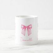 Personalized Modern Elegant Pink Bow Name Mug コーヒーマグカップ (中央)