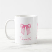 Personalized Modern Elegant Pink Bow Name Mug コーヒーマグカップ (左)