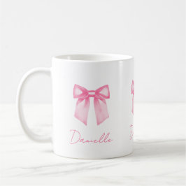 Personalized Modern Elegant Pink Bow Name Mug コーヒーマグカップ