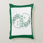 Personalized Modern Floral Family Name Monogram アクセントクッション (正面(垂直))