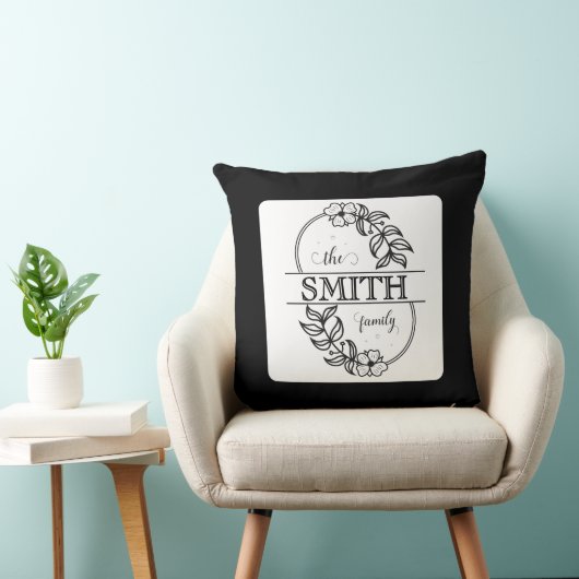 Personalized Modern Floral Family Name Monogram クッション (椅子)