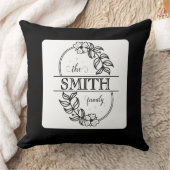  Personalized Modern Floral Family Name Monogram クッション (ブランケット)