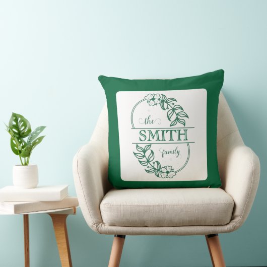  Personalized Modern Floral Family Name Monogram クッション (椅子)