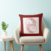  Personalized Modern Floral Family Name Monogram クッション (椅子)