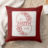  Personalized Modern Floral Family Name Monogram クッション (ブランケット)