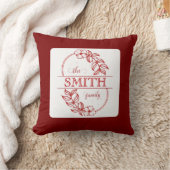  Personalized Modern Floral Family Name Monogram クッション (ブランケット)