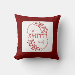  Personalized Modern Floral Family Name Monogram クッション