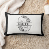 Personalized Modern Floral Family Name Monogram ランバークッション (ブランケット)