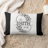  Personalized Modern Floral Family Name Monogram ランバークッション (ブランケット)