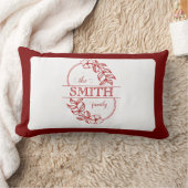  Personalized Modern Floral Family Name Monogram ランバークッション (ブランケット)