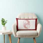  Personalized Modern Floral Family Name Monogram ランバークッション (椅子)