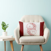  Personalized Modern Floral Family Name Monogram ランバークッション (椅子)