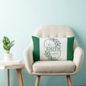  Personalized Modern Floral Family Name Monogram ランバークッション (椅子)