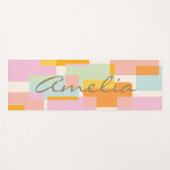 Personalized Modern Geometric Pastel Script Name ヨガマット (正面(横))