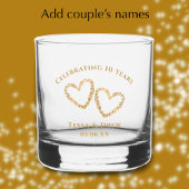 Personalized Modern Gold 10th Wedding Anniversary ウイスキーグラス