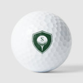 Personalized Modern Golfer Green Initial Monogram ゴルフボール (正面)